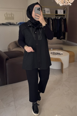 Siyah Satürn Kesim Yelek