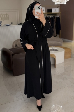 Siyah Luna Özel Taş İşleme Abaya