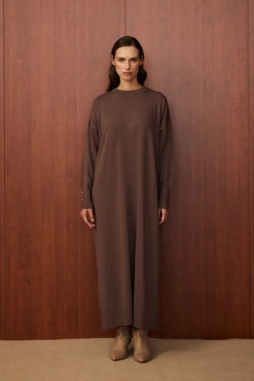 Kahverengi BASİC TRİKO ELBİSE 1508