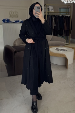 Siyah SÜET ZIMBA DETAY BAĞCIKLI UZUN KAP 6001