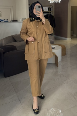 Camel Yakası Süslü Yıldız Takım