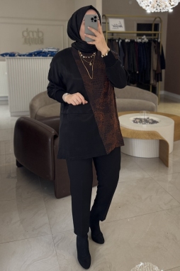 BAKIR İPEK JAKAR DETAYLI TUNİK