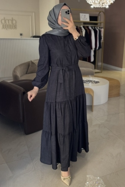 Merwish Siyah Voila Elbise