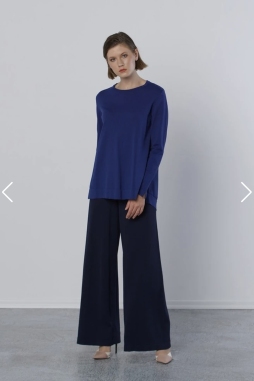 Saks Mavisi Kısa Oval Kesim Tunik-902