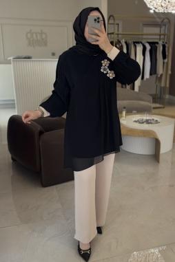 Vizon Broş Detaylı Pantolonlu Takım