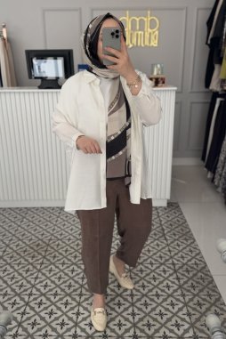 Kahverengi NEPTÜN İPEK KUPRA HAVUÇ PANTOLON