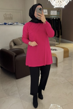 Nuss Fuşya Bükme Detay Tunik 907