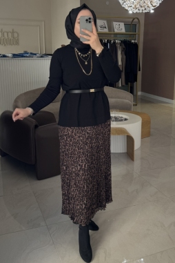 Kahverengi LEOPAR KIRIŞTIRMA ETEK