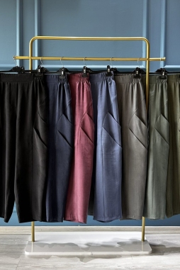 Bordo DUMİ KETEN HAVUÇ PANTOLON