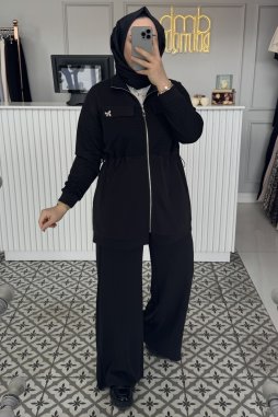 Siyah Tünelli Kumaş Kombinli Takım