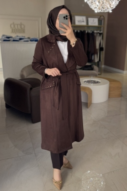 Kahverengi Süet Zımba Detay Kap