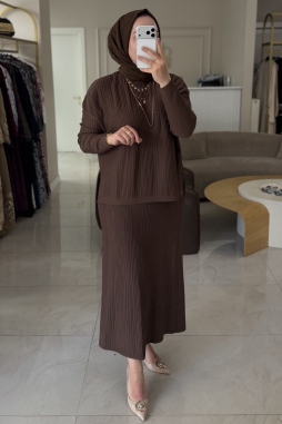 Kahverengi FİTİLLİ MERSERİZE ETEKLİ TAKIM 701