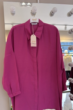 Fuşya Tensel Rahat Gömlek-3001