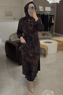 Karışık İpek Kupra Desen Elbise