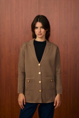 Kahverengi Blazer Triko Ceket 1509