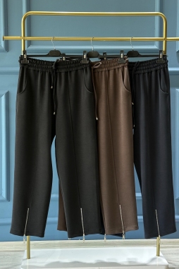 Lacivert Aster Ön Paça Fermuarlı Pantolon