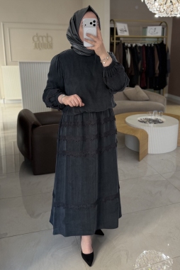 Siyah KUPRA DANTEL DETAY TAKIM