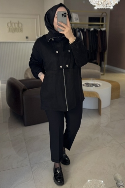 Siyah FERMUARLI SÜET KAP 6031