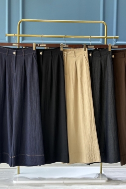 Lacivert ABELİA KISA GENİŞ PAÇA PANTOLON