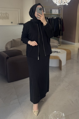 Siyah Bomber Elbise Takım 1036
