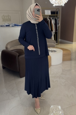 Lacivert TAŞ DETAYLI ETEKLİ TAKIM 1351