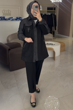 Siyah MARİNA DIŞTAN CEPLİ PANTOLON 