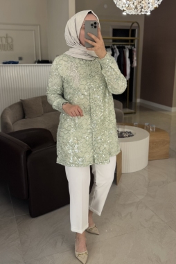 Yeşil TASARIM PAYET GÖMLEK