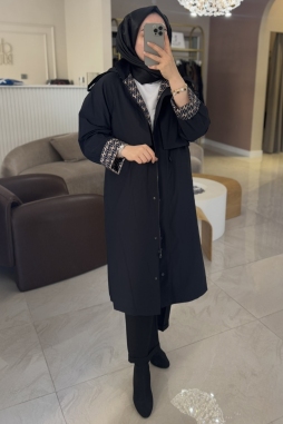 Lacivert MONOGRAM ASTARLI TRENÇKOT