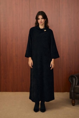 Siyah BROŞ ELBİSE 1592