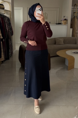 Bordo OMZU DÜĞMELİ MERSERİZE TUNİK 203