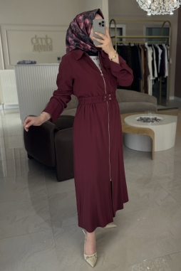 Bordo KEMERLİ İÇ GEÇİŞLİ ELBİSE 2001