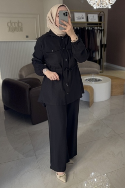 Siyah 1022 BROŞ İŞLEME BAĞCIKLI TAKIM