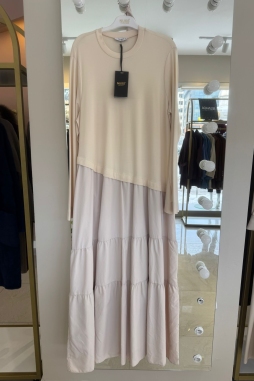 Bej Paraşüt Detaylı Elbise