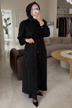 Siyah Bel Bağlama Detaylı Elbise