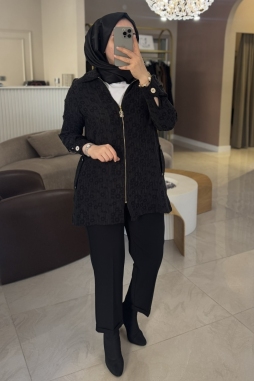 Siyah KIRIŞIK GOLD DETAYLI TUNİK