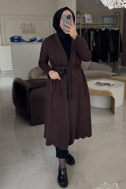 Kahverengi SÜET ZIMBA DETAY BAĞCIKLI UZUN KAP 6001