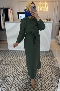 Yeşil ÇIT DÜĞME ELBİSE-2032ELB