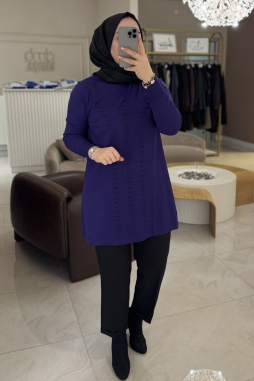 Mor BÜKME DETAY TUNİK 907