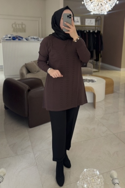 Nuss Acı Kahve Bükme Detay Tunik 907