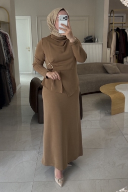 Camel Aksesuar Detaylı Elbise 2051