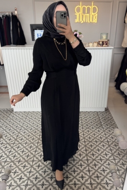 Siyah Saten Elbise 2042