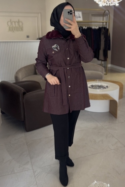 Bordo 4205 Bordo Kürk Detay Kap