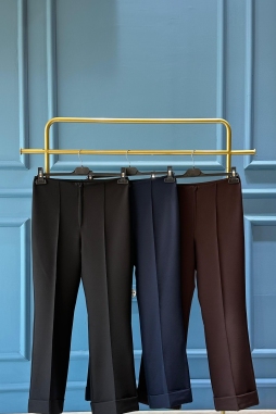 Kahverengi Broom Paçası Duble Pantolon 