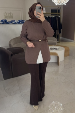 Kahverengi TAŞLI İSPANYOL PAÇA PANTOLON 