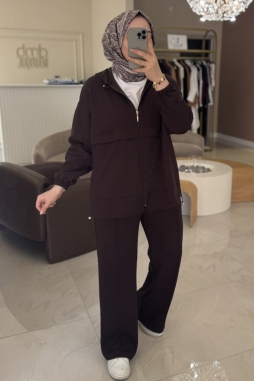 Kahverengi MODAL BASIC SWEATSHİRT TAKIM