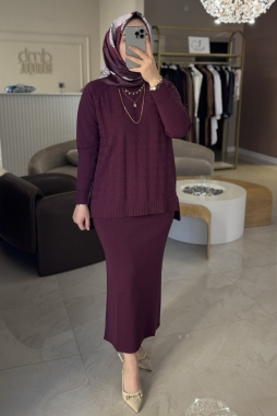 Bordo Kazayağı Kalem Etek Takım 1350