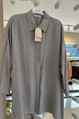 Gri Tensel Rahat Gömlek-3001