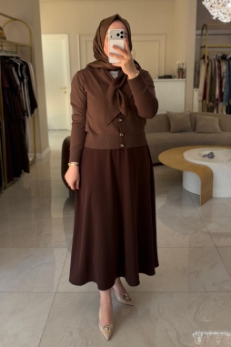 Kahverengi OMUZ ŞALLI KISA HIRKA 604