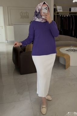 Beyaz Triko Kalem Etek - 013