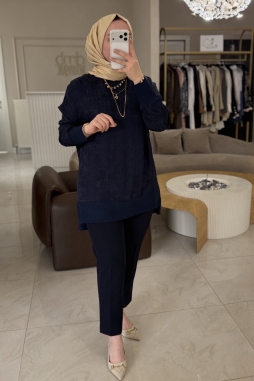 Lacivert TRİKO MİXLİ KUPRA TUNİK